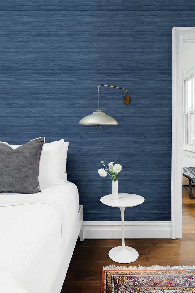 Crossweave Indigo Textured Peel & Stick String Wallpaper - NuWallpaper NUS3959