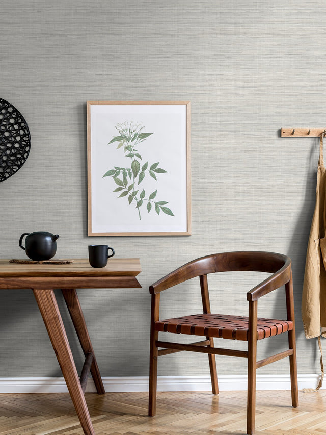 Crossweave Grey Peel & Stick Wallpaper with Textured String Effect - NuWallpaper NUS3960