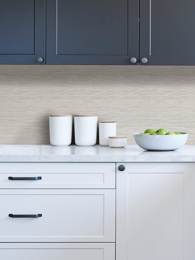 Crossweave Grey Peel & Stick Wallpaper with Textured String Effect - NuWallpaper NUS3960