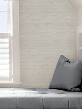 Crossweave Grey Peel & Stick Wallpaper with Textured String Effect - NuWallpaper NUS3960