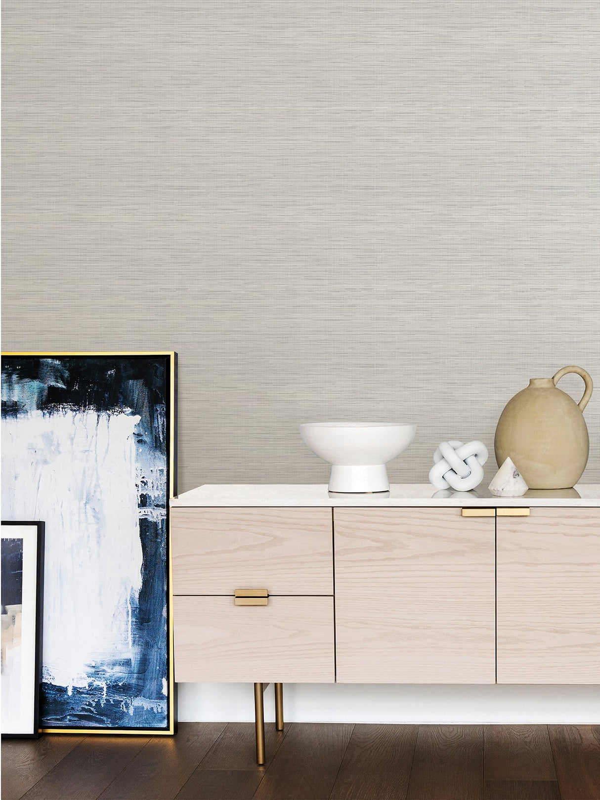 Crossweave Grey Peel & Stick Wallpaper with Textured String Effect - NuWallpaper NUS3960