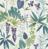 Maldives Teal Peel & Stick Wallpaper with Botanical Leaves Motif - NuWallpaper NUS4006