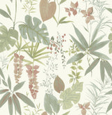 Maldives Warm Peel & Stick Wallpaper with Botanical Leaves Motif - Brewster NUS4007