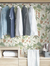 Maldives Warm Peel & Stick Wallpaper with Botanical Leaves Motif - Brewster NUS4007