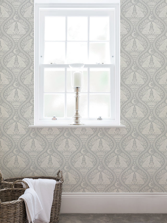 Moon Rabbit Grey Peel & Stick Wallpaper