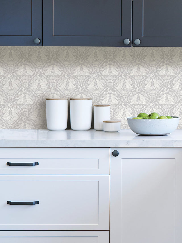Moon Rabbit Grey Peel & Stick Wallpaper