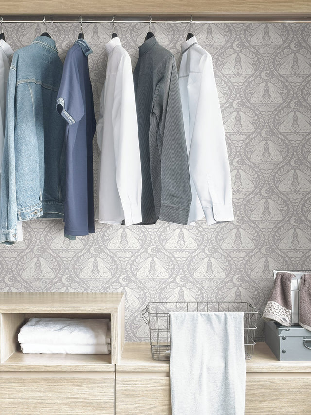 Moon Rabbit Grey Peel & Stick Wallpaper