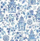 Danson Blue Peel & Stick Wallpaper with Botanical Novelty Motif - NuWallpaper NUS4035