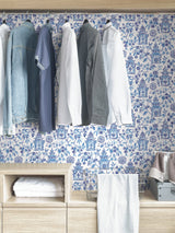 Danson Blue Peel & Stick Wallpaper with Botanical Novelty Motif - NuWallpaper NUS4035