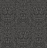 Darcy Charcoal Peel & Stick Wallpaper with Modern Damask Botanical Pattern - Brewster NUS4039