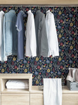Jane Navy Peel & Stick Wallpaper with Scandinavian Botanical Floral Pattern - NuWallpaper NUS4045