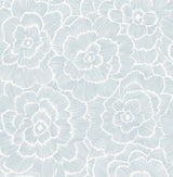 Saraya Blue Peel & Stick Wallpaper with Modern Floral Pattern - NuWallpaper NUS4048