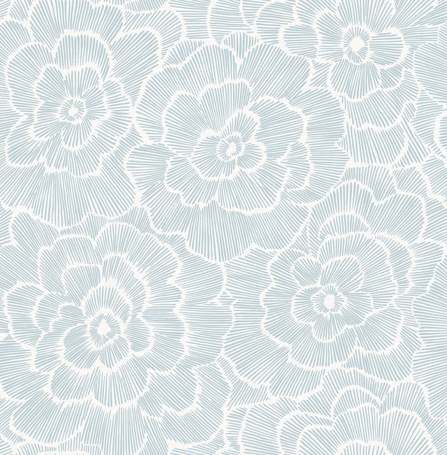Saraya Blue Peel & Stick Wallpaper with Modern Floral Pattern - NuWallpaper NUS4048