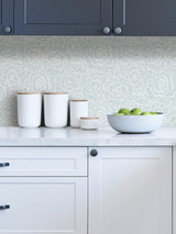 Saraya Blue Peel & Stick Wallpaper with Modern Floral Pattern - NuWallpaper NUS4048