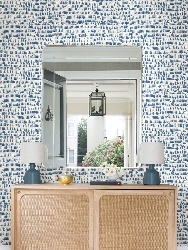 Kylver Blue Peel & Stick Wallpaper with Abstract Eclectic Pattern - NuWallpaper NUS4284