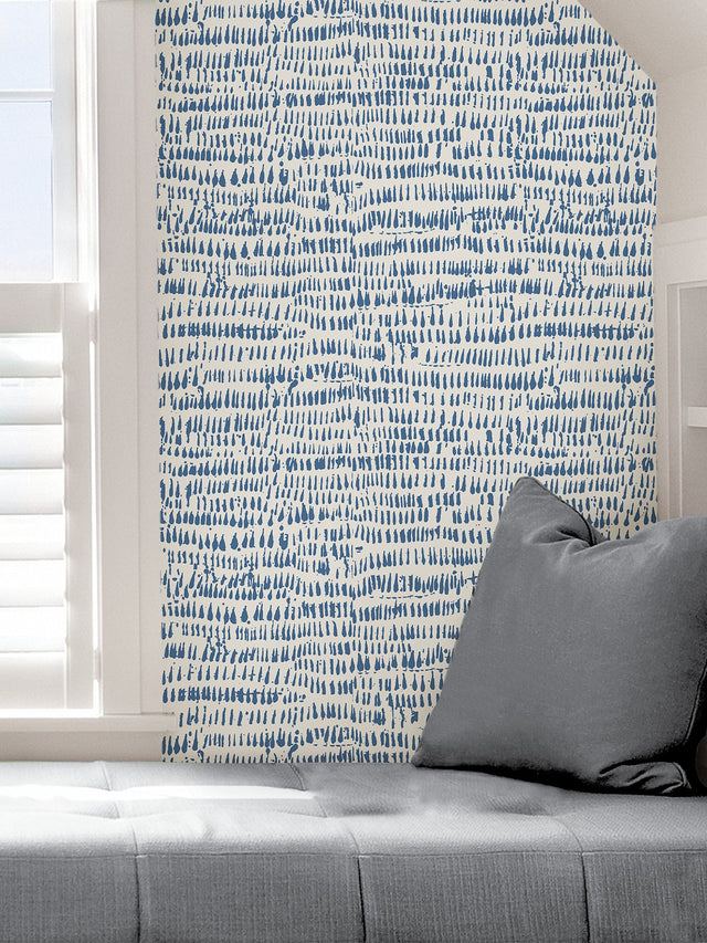 Kylver Blue Peel & Stick Wallpaper with Abstract Eclectic Pattern - NuWallpaper NUS4284