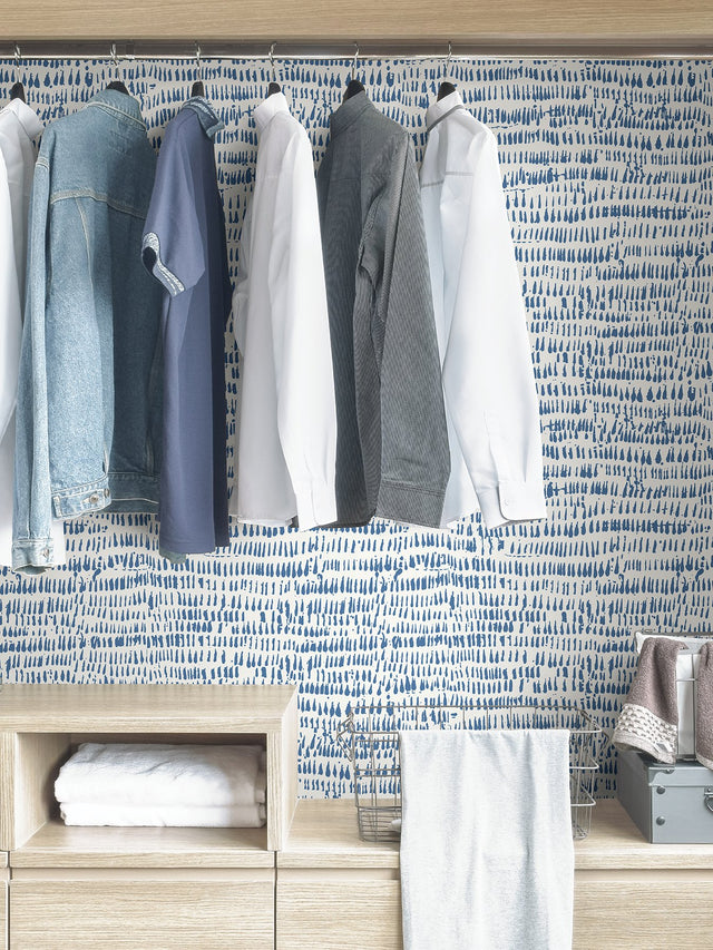 Kylver Blue Peel & Stick Wallpaper with Abstract Eclectic Pattern - NuWallpaper NUS4284