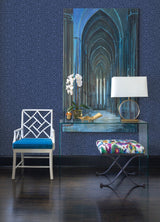 Linear Blue Peel & Stick Wallpaper with Modern Geometric Pattern - NuWallpaper NUS4290