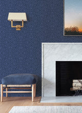 Linear Blue Peel & Stick Wallpaper with Modern Geometric Pattern - NuWallpaper NUS4290