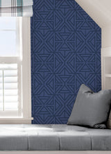 Linear Blue Peel & Stick Wallpaper with Modern Geometric Pattern - NuWallpaper NUS4290