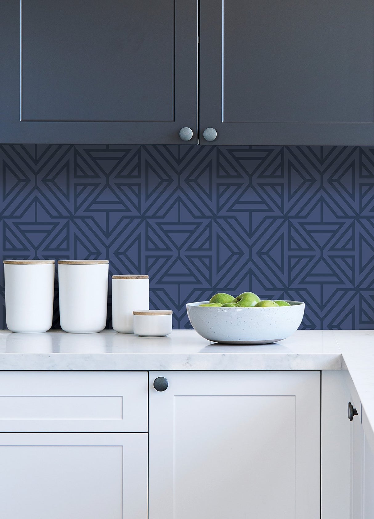 Linear Blue Peel & Stick Wallpaper with Modern Geometric Pattern - NuWallpaper NUS4290