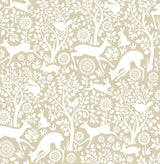 Merriment Cream Peel & Stick Wallpaper with Whimsical Woodland Animal Pattern - NuWallpaper NUS4300