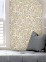 Merriment Cream Peel & Stick Wallpaper with Whimsical Woodland Animal Pattern - NuWallpaper NUS4300