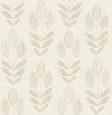 Folk Tulip Grey Peel & Stick Wallpaper with Scandinavian Floral Motif - NuWallpaper NUS4302