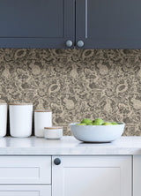 Terrene Charcoal Peel & Stick Wallpaper with Whimsical Novelty Woodland Animals Pattern - NuWallpaper NUS4303