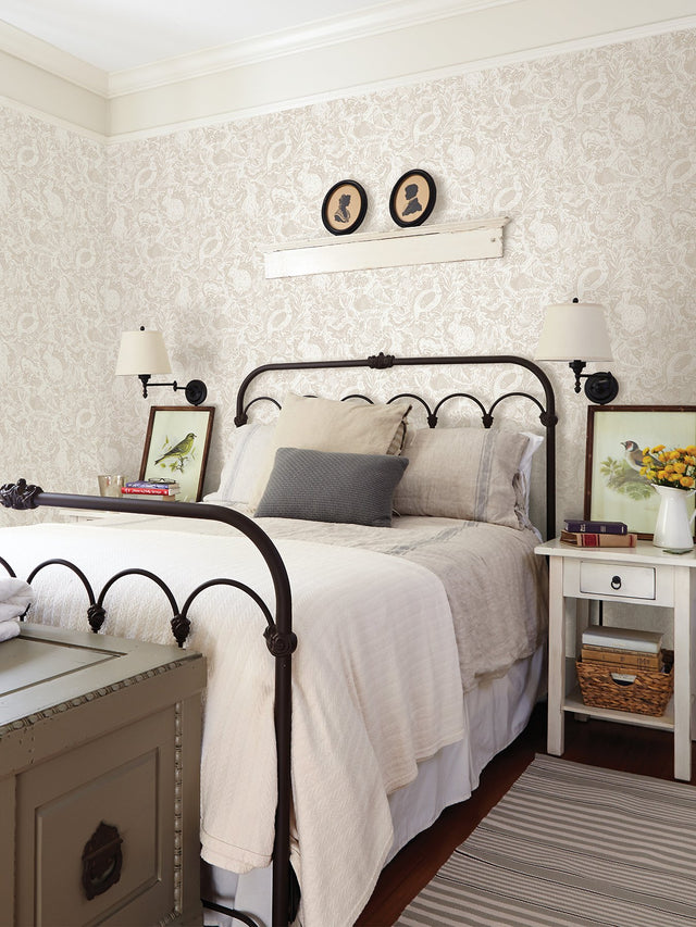 Terrene Cream Peel & Stick Wallpaper with Whimsical Novelty Forest Animal Pattern - NuWallpaper NUS4304