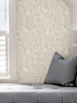 Terrene Cream Peel & Stick Wallpaper with Whimsical Novelty Forest Animal Pattern - NuWallpaper NUS4304