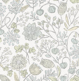 Southern Trail Blue & Green Peel & Stick Wallpaper with Botanical Floral Pattern - NuWallpaper NUS4307