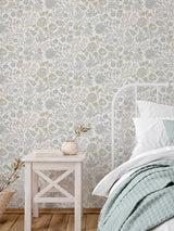 Southern Trail Blue & Green Peel & Stick Wallpaper with Botanical Floral Pattern - NuWallpaper NUS4307