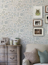 Southern Trail Blue & Green Peel & Stick Wallpaper with Botanical Floral Pattern - NuWallpaper NUS4307