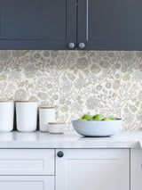Southern Trail Blue & Green Peel & Stick Wallpaper with Botanical Floral Pattern - NuWallpaper NUS4307