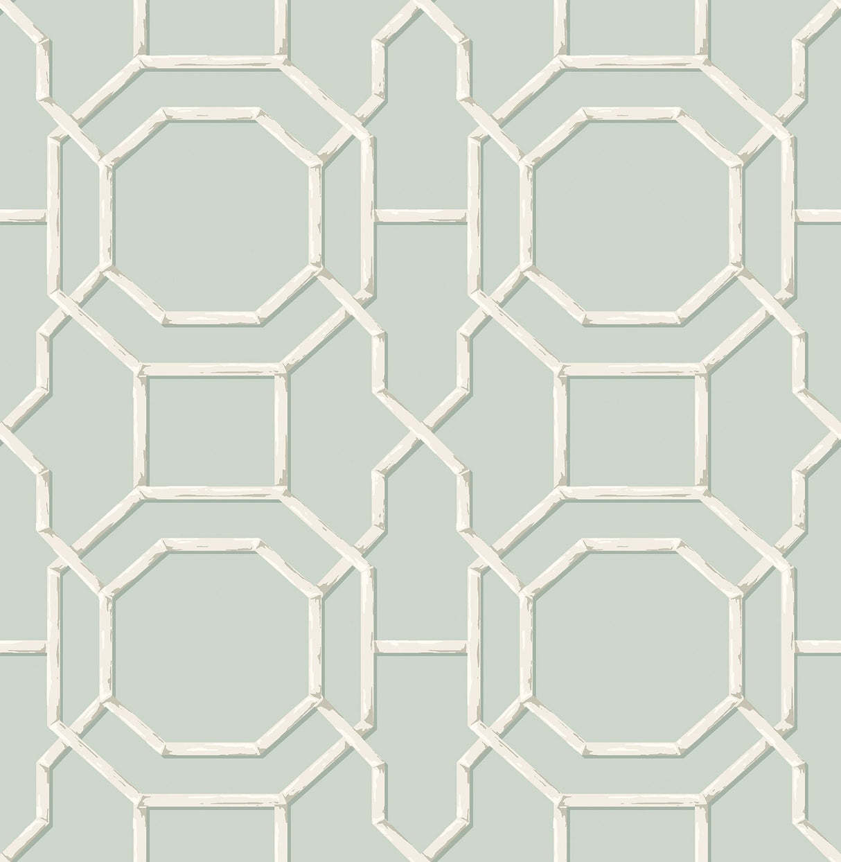 Sanya Seafoam Peel & Stick Wallpaper with Geometric Bamboo Trellis - NuWallpaper NUS4312