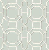 Sanya Seafoam Peel & Stick Wallpaper with Geometric Bamboo Trellis - NuWallpaper NUS4312