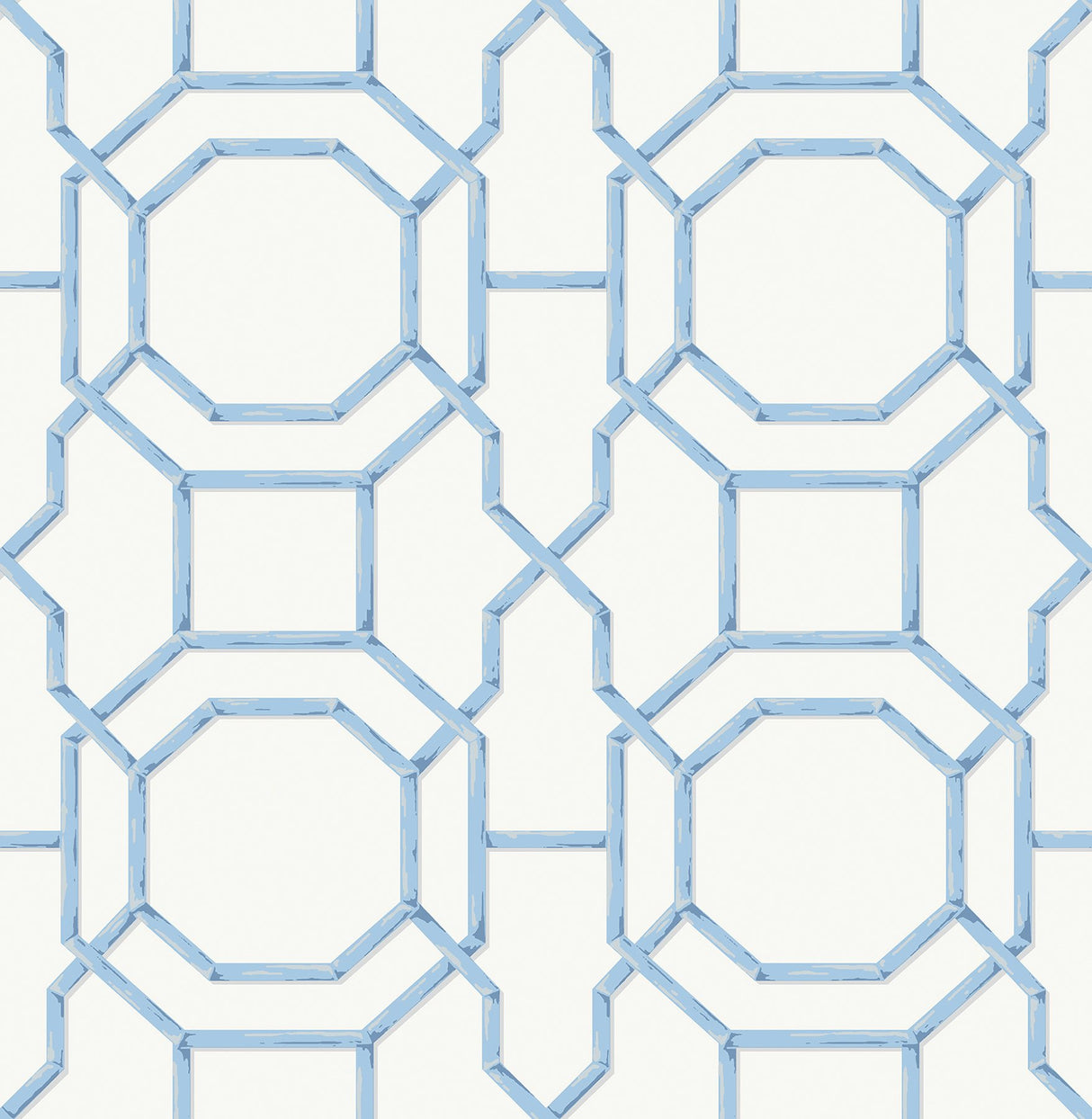 Sanya Sapphire Peel & Stick Wallpaper with Blue Bamboo Trellis Geometric Pattern - NuWallpaper NUS4313