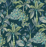 Panama Deep Green Peel & Stick Wallpaper with Tropical Botanical Trees Pattern - NuWallpaper NUS4316