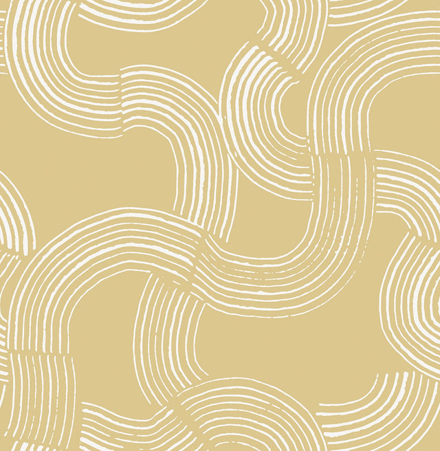 Hokime Mustard Peel & Stick Wallpaper with Abstract Bohemian Pattern - NuWallpaper NUS4317