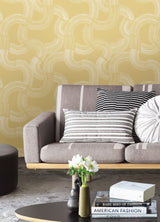 Hokime Mustard Peel & Stick Wallpaper with Abstract Bohemian Pattern - NuWallpaper NUS4317