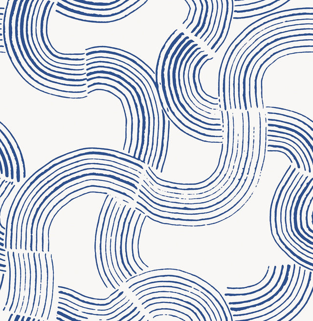 Hokime Cobalt Peel & Stick Wallpaper with Abstract Bohemian Pattern - NuWallpaper NUS4318