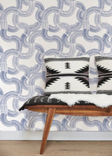 Hokime Cobalt Peel & Stick Wallpaper with Abstract Bohemian Pattern - NuWallpaper NUS4318