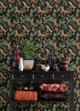 Jhalana Midnight Peel & Stick Wallpaper with Tropical Cheetah Motif - NuWallpaper NUS4320