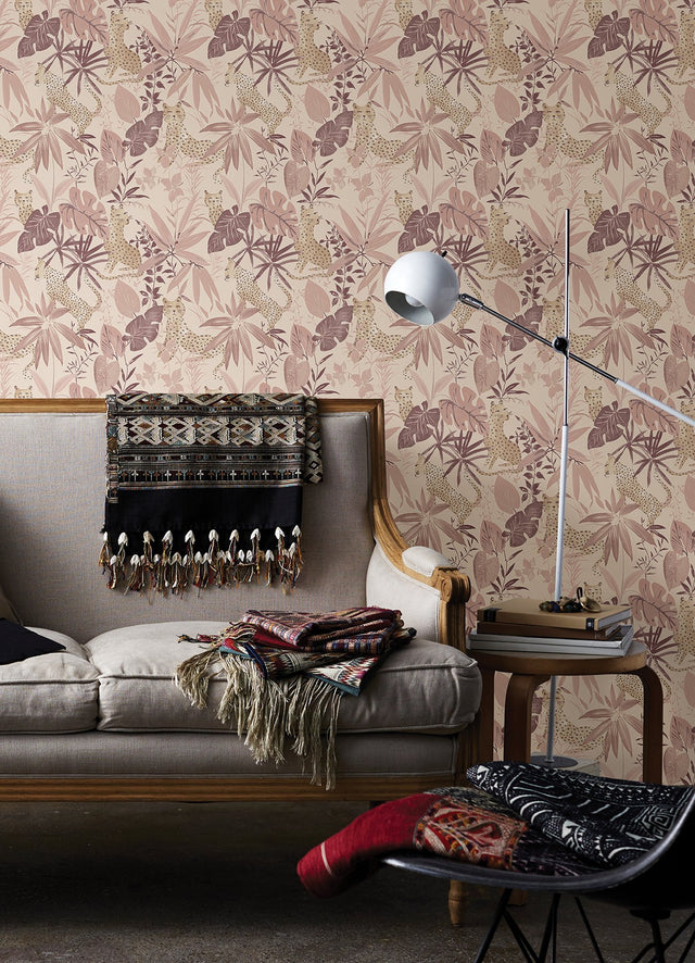 Jhalana Rose Peel & Stick Wallpaper with Botanical Leaves and Bohemian Style - NuWallpaper NUS4322