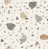 Veranda Earth Peel & Stick Wallpaper with Modern Abstract Stone Terrazzo Motif - NuWallpaper NUS4324