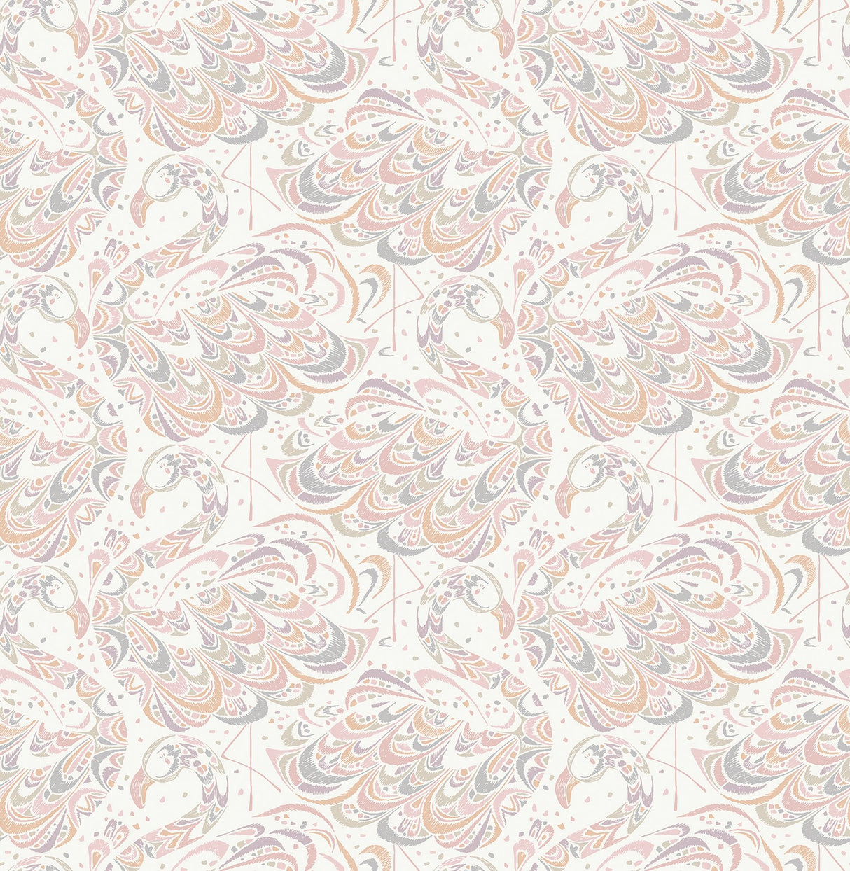 Flamingo Pink Peel & Stick Wallpaper with Hand-Painted Tropical Novelty Pattern - NuWallpaper NUS4325