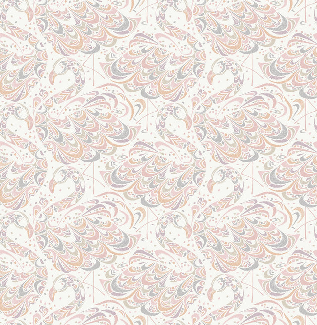 Flamingo Pink Peel & Stick Wallpaper with Hand-Painted Tropical Novelty Pattern - NuWallpaper NUS4325