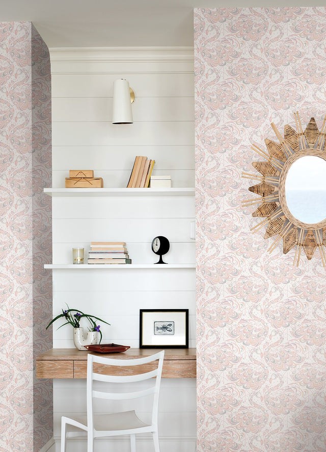 Flamingo Pink Peel & Stick Wallpaper with Hand-Painted Tropical Novelty Pattern - NuWallpaper NUS4325