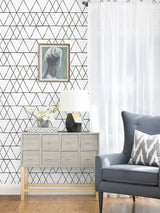 Harris Black Peel & Stick Wallpaper with Geometric Minimalist Pattern - NuWallpaper NUS4379